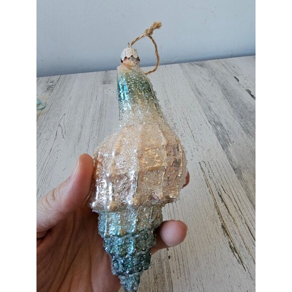 Beaded glass shell beach ornament‎ glitter nautical Xmas tree life size sparkle - Picture 4 of 8